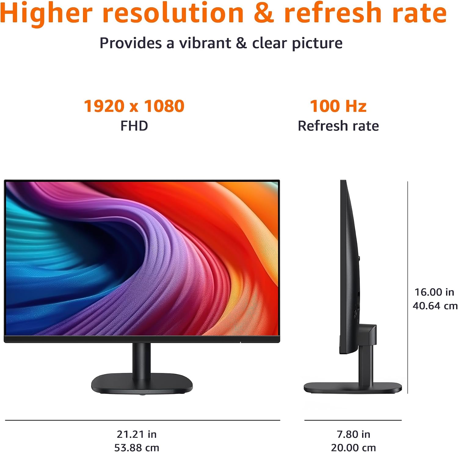 Amazon Basics 24 Inch (23.8 inch viewable) Monitor, FHD 1080P, Max 100Hz, VESA Compatible, Built-in Speakers, Black