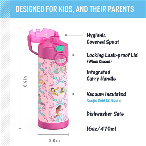 THERMOS FUNTAINER Water Bottle with Spout, 16oz, Princess