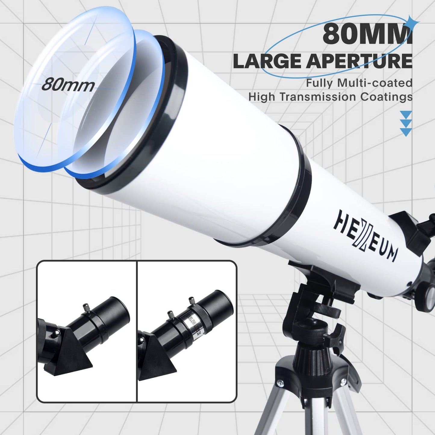 Telescope 80mm Aperture 600mm - Astronomical Portable Refracting, Fully Multi-Coated High Transmission Coatings AZ Mount with Tripod Phone Adapter, Wireless Control, Carrying Bag