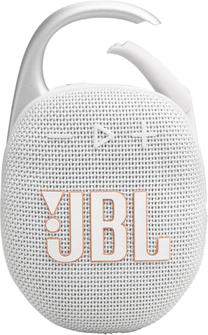 JBL Clip 5 Ultra Portable Bluetooth Speaker with gSport Carbon Fiber Case (White)