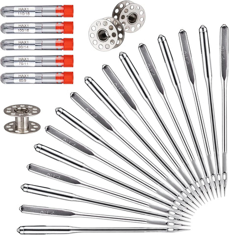 Sewing Machine Needles 100PCS HAX1 5 Sizes Compatible with Singer & Brother