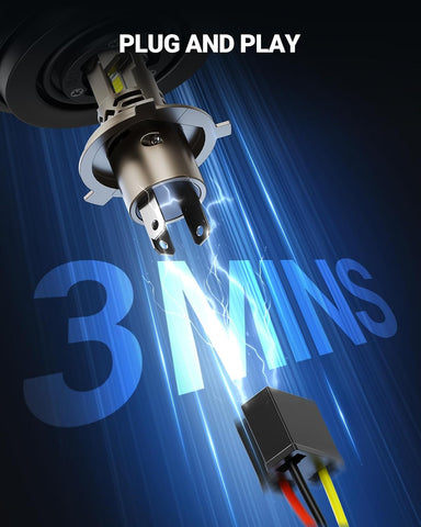 SEALIGHT H4/9003/HB2 Bulbs, 12X 70,000LM Super Bright H4 Driving Bulb, 6500K White 9003 LED Lights, Canbus Ready Direct Fit, Plug-N-Play, Pack of 2