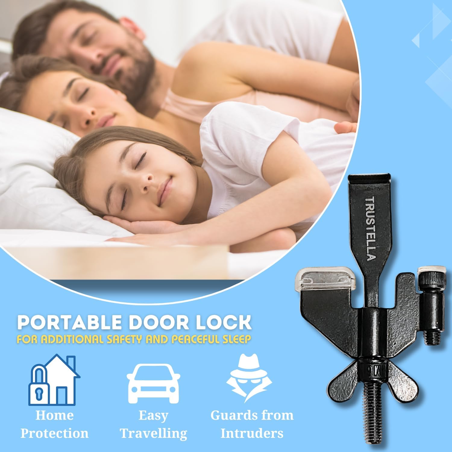 Heavy Duty Portable Door Lock for Extra Security at Home,Apartment & Travel