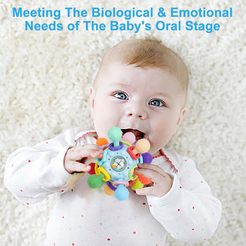 Baby Montessori Sensory Teething Toy 0-6 6-12 Months, Teether Ball & Rattle
