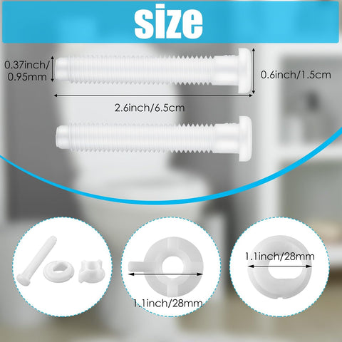 Jetec 2 Pack Toilet Seat Screws Kit, Plastic Bolts Nuts & Washers