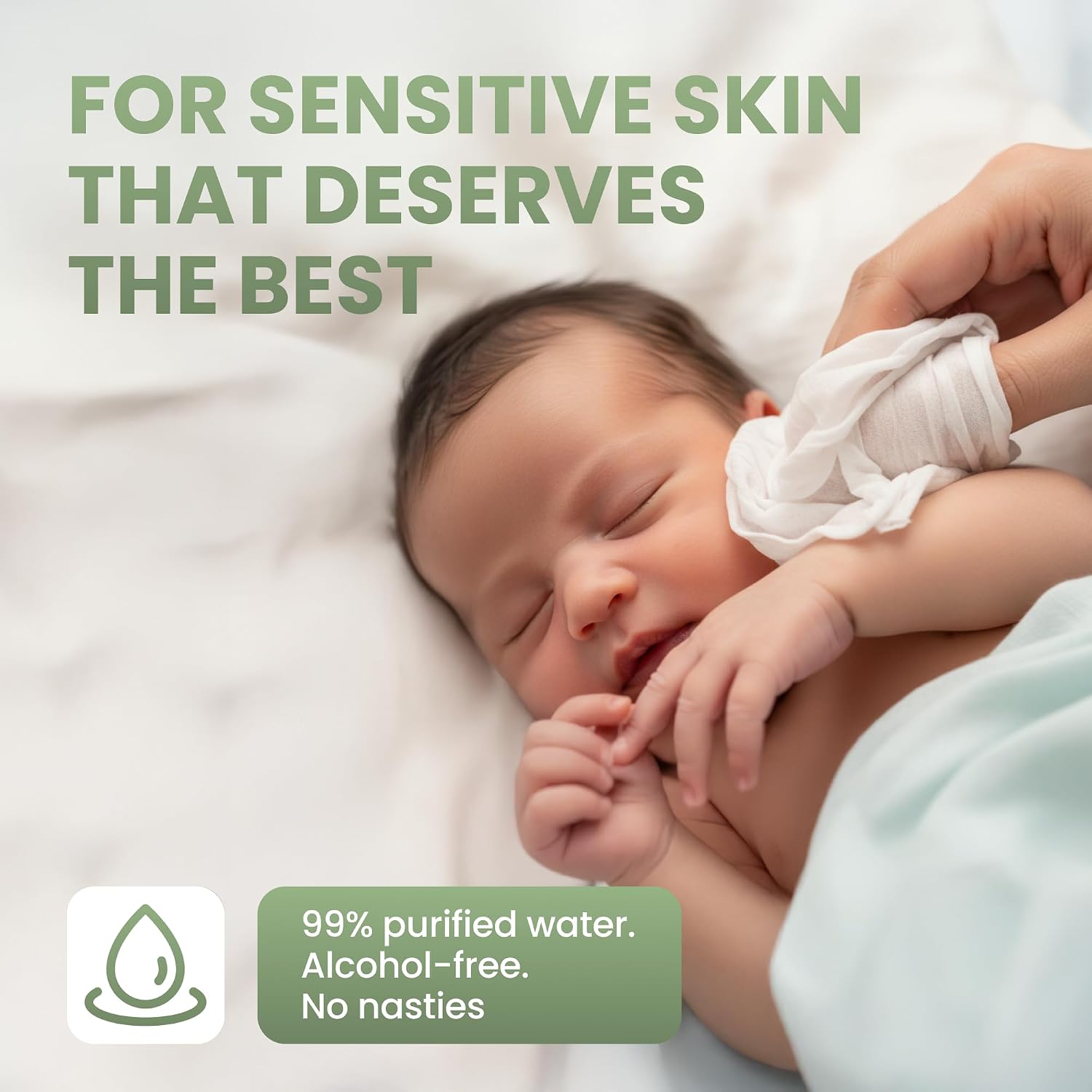 Eco Wave Bamboo Baby Wipes, Unscented, Sensitive Skin, Compostable