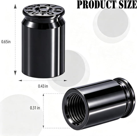 4PCS Bullet Shell Tire Valve Stem Caps, Aluminum Alloy Car Air Stem Cap, Universal Dustproof Tire Valve Stem Covers for Cars, SUV, Trucks, Bikes, Motorcycles, Bicycles (Black)