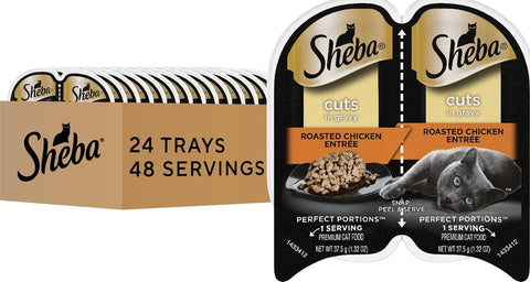 Sheba Perfect Portions Cuts Wet Cat Food, Roasted Chicken, 2.6 oz, 24 ct