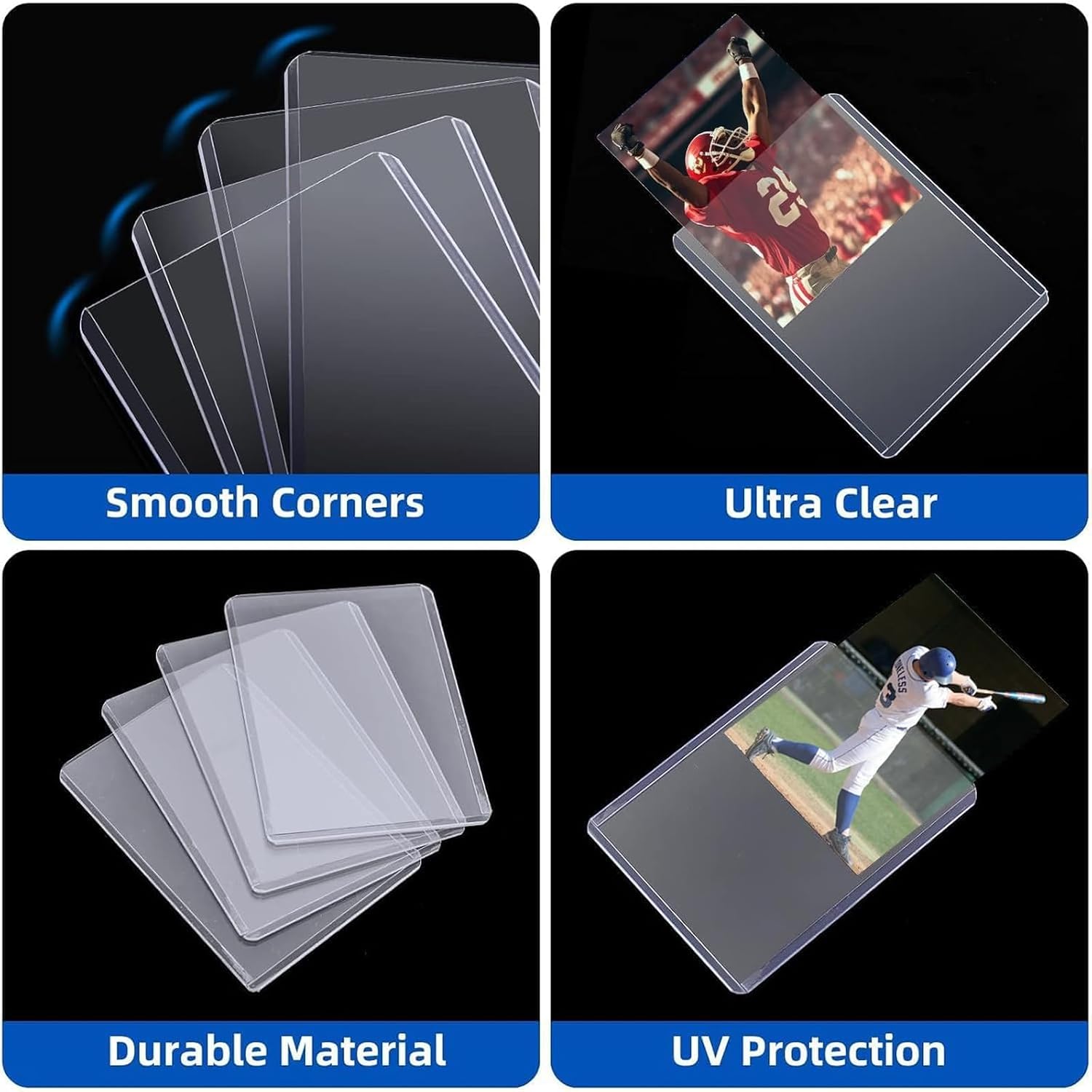 200 Card Sleeves Hard Plastic, Arjiekwei 3"X 4" Trading Card Holder, 35PT