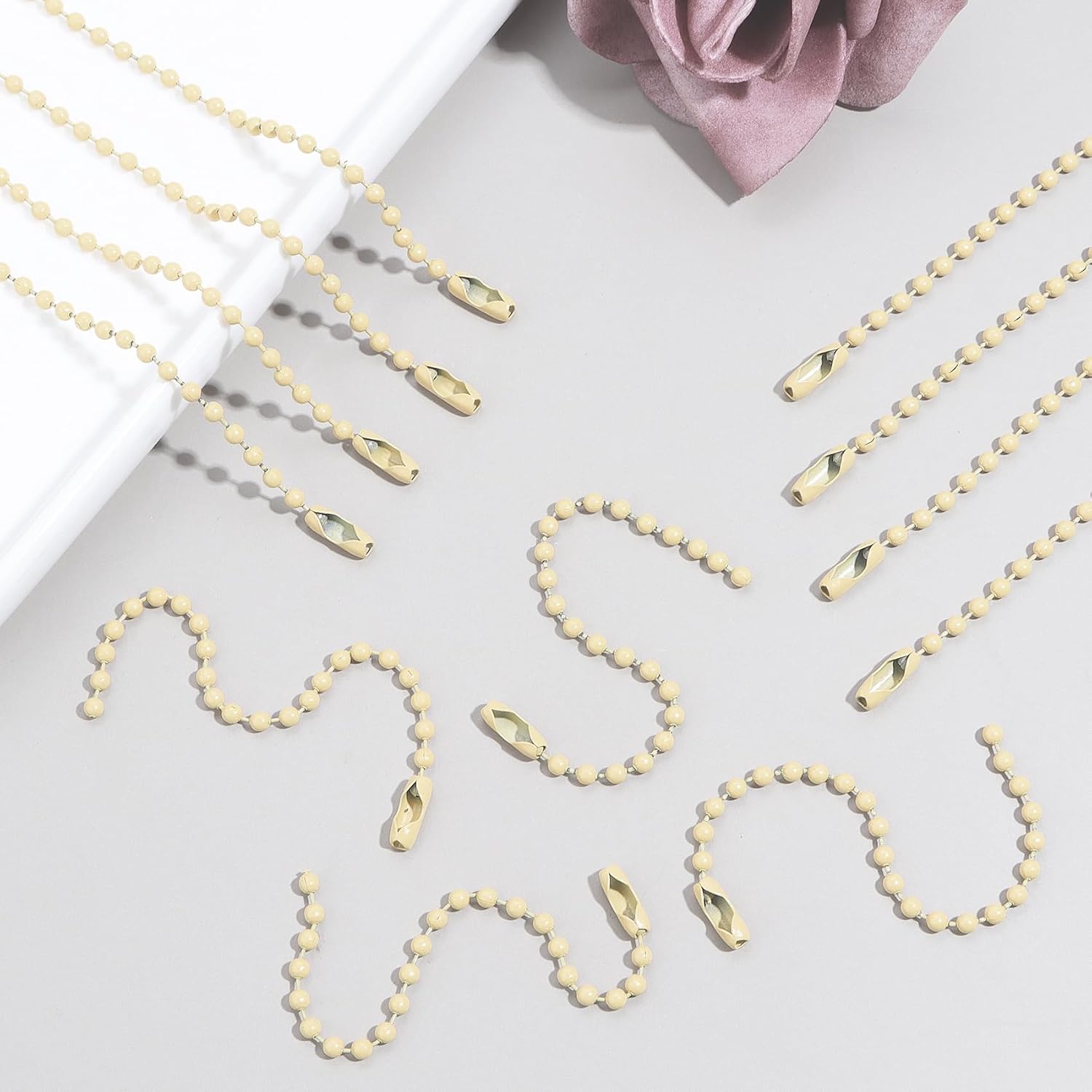 Lemonkey 100Pcs Ball Chain for Keychain,Bulk Bead Chains for Hanging Decor