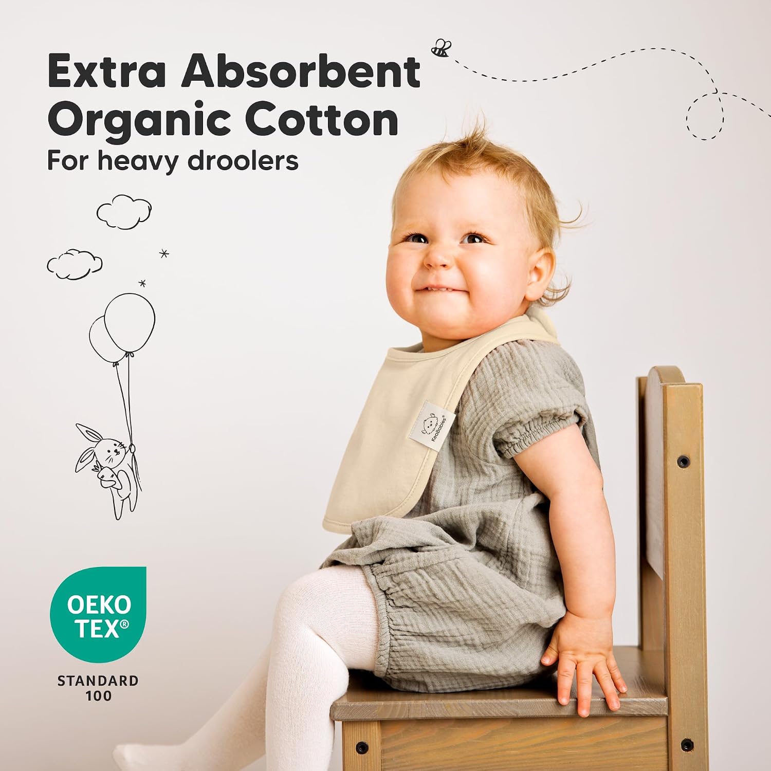 KeaBabies 8-Pack Organic Baby Bibs for Drooling and Teething (Butterflies)