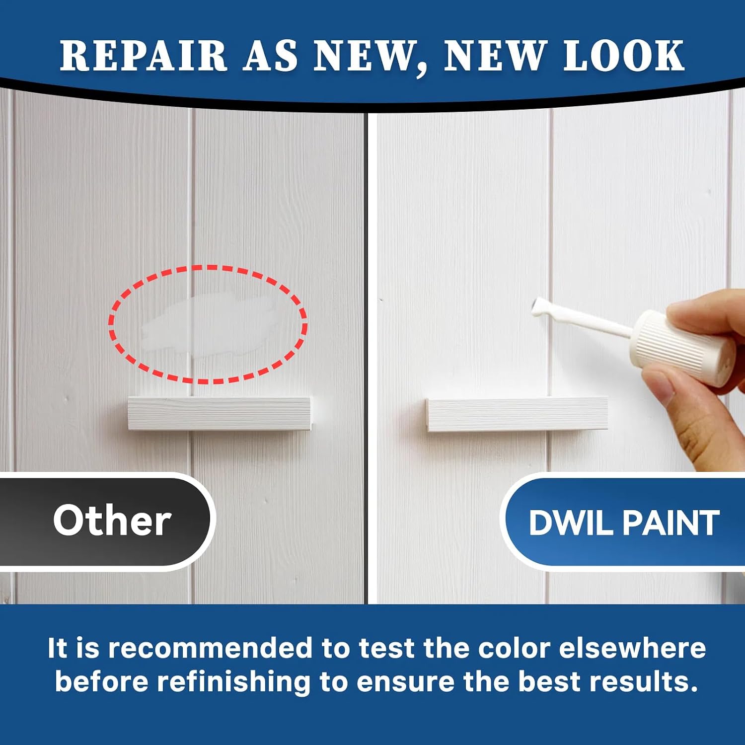 DWIL White Touch Up Paint - Multi Surface Touch Up Paint Pen, Scratch Repair for Wall, Door, Cabinets, Metal, Appliance, Wood, Furniture, 1.5 Fl Oz (Semi Gloss, Ivory)