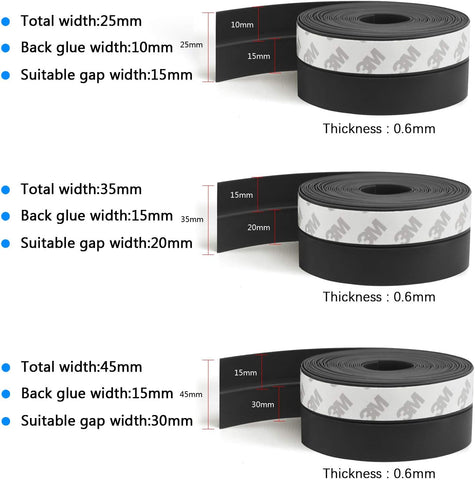 TAROSE Weather Stripping, Silicone Door Seal Strip Door, 16 Feet Long Black (Width 25mm)