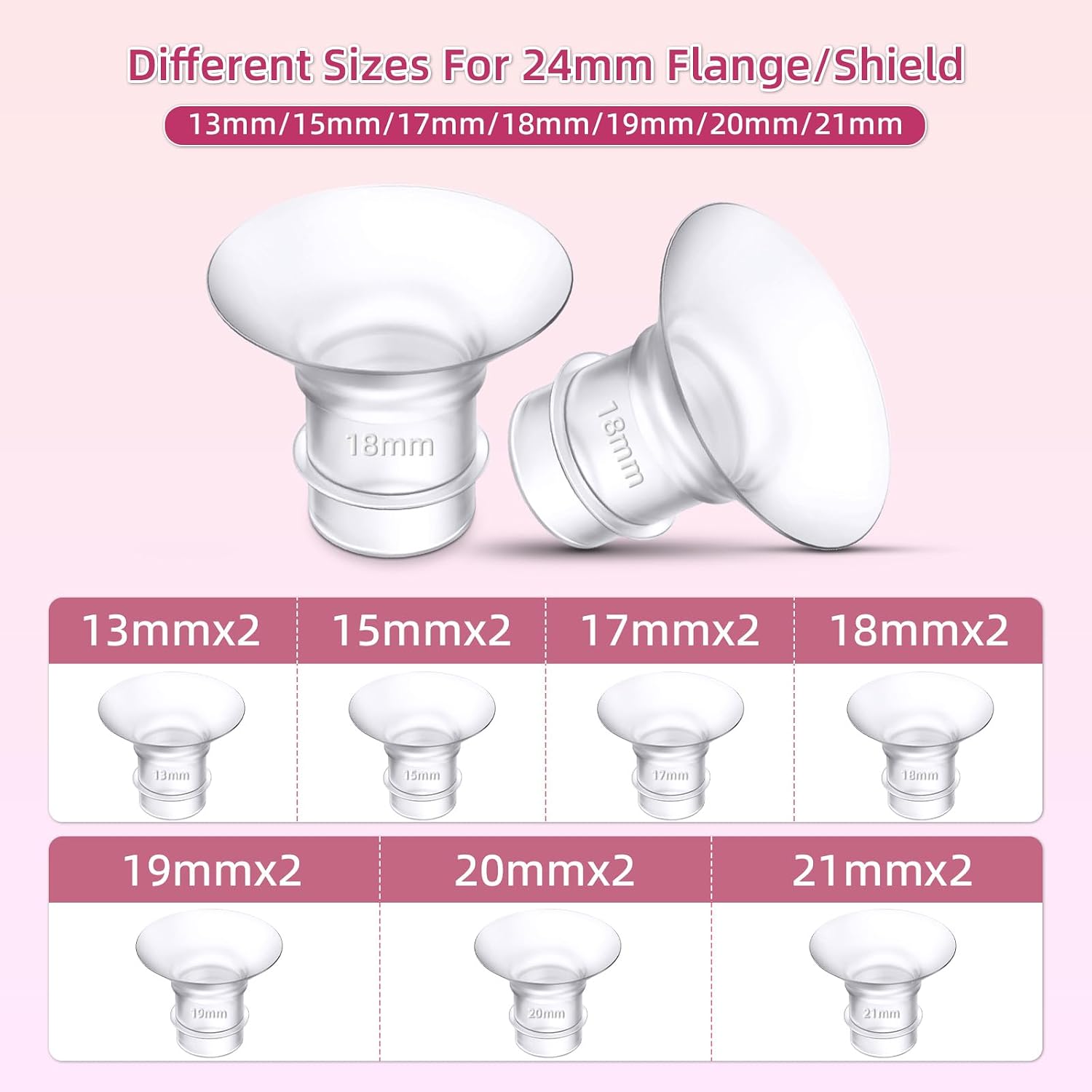 Flange Inserts 16mm for Medela,Spectra 24mm Shields/Flanges,Compatible with Momcozy M9/M5/M6/S12 Pro/S9 Pro Wearable Breast Pump,Reduce 24mm Nipple Tunnel Down to 16mm,4PCS