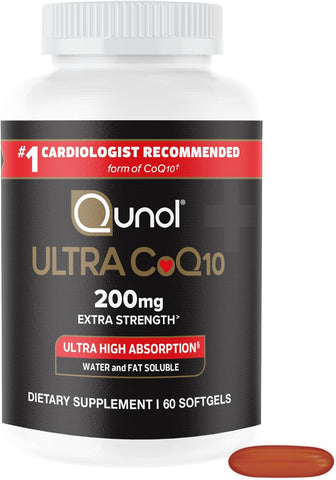 Qunol Ultra CoQ10 200mg, Ultra-High Absorption, Antioxidant, 60 Softgels