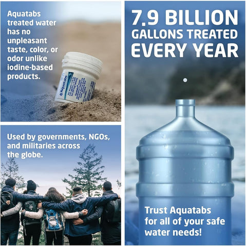 Aquatabs Water Purification Tablets, 397mg 100 Pack, Camping & Emergency