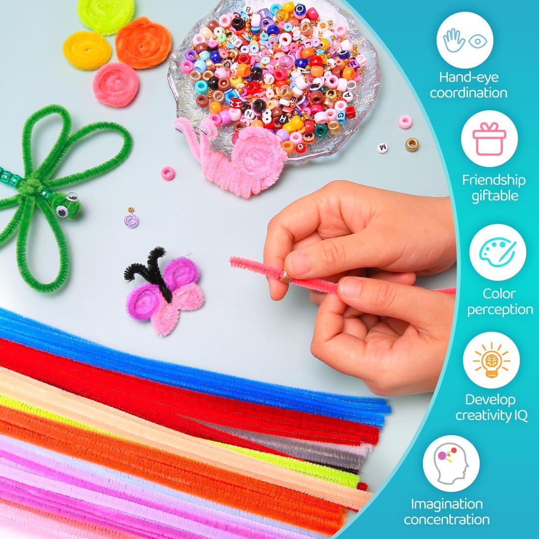 IOOLEEM 1000pcs Black Pipe Cleaners Bulk for Crafts