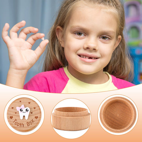 PEUTIER 3D Carved Tooth Fairy Box, Wooden Tooth Storage Box for Lost Teeth