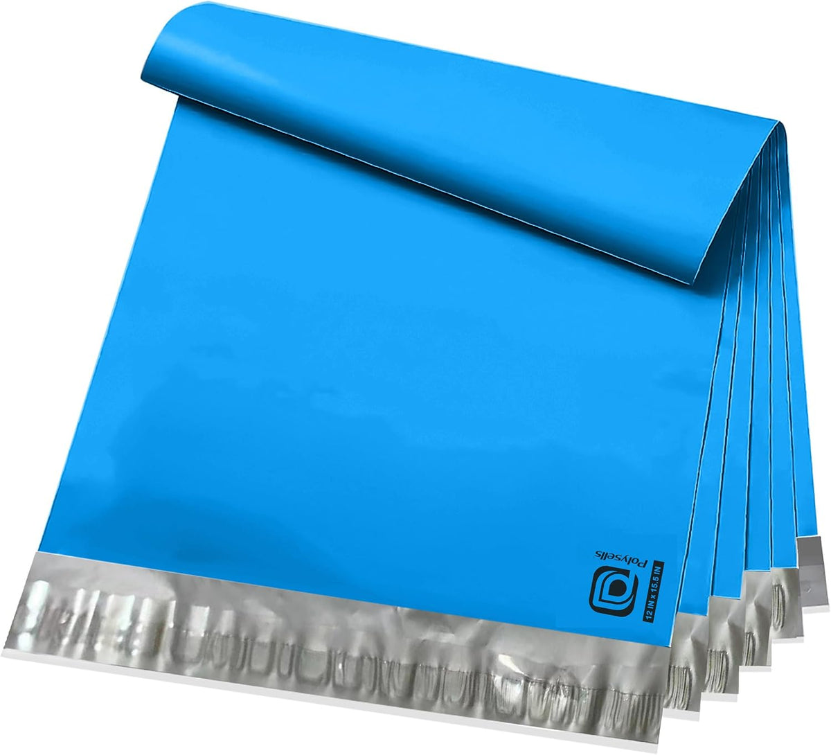 POLYSELLS 200 pcs 12x15.5 Inches Blue Poly Mailers Shipping Envelopes, Strong Adhesive Sealing, Waterproof, and Tear-resistant Postal Mailing Bags for Small Business, Clothes, Non-Fragile Items