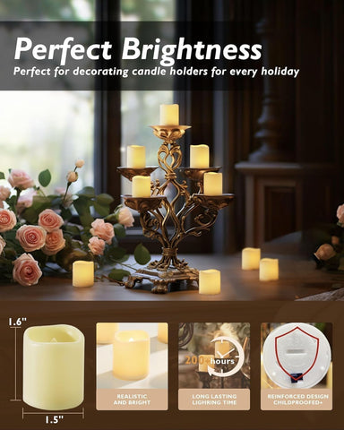 Homemory 24 Pack Ivory Flameless Flickering LED Votive Tealights Candles