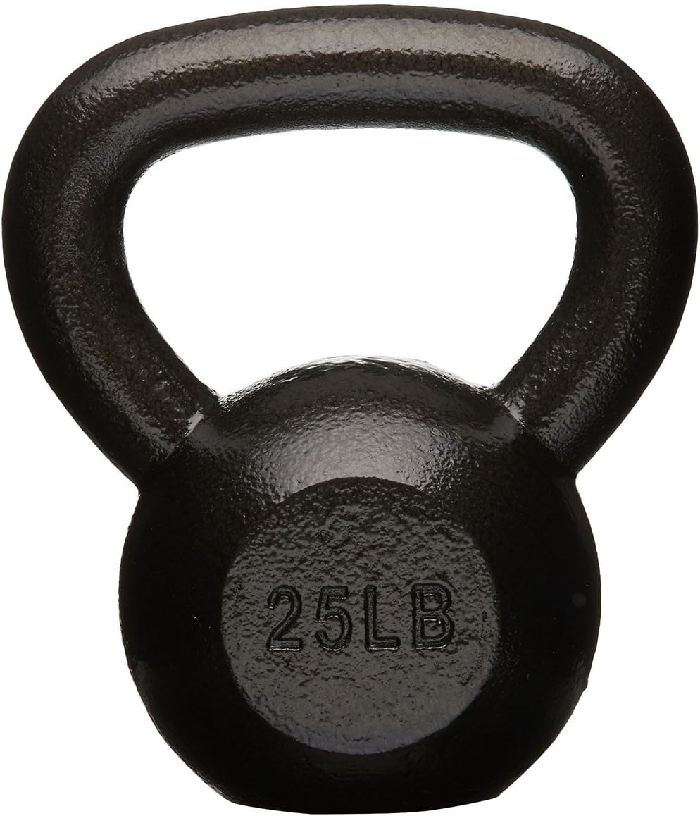 Amazon Basics Cast Iron Kettlebell for Strength Training, Textured Wide Handle, Black