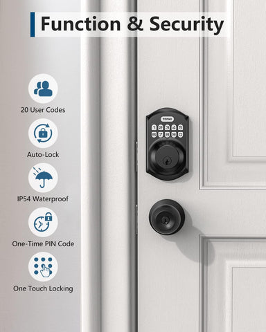 TEEHO TE001 Keyless Entry Deadbolt with Keypad for Front Door, Matte Black