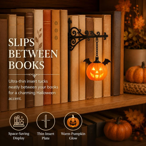 Library Lantern Mini Bookshelf Lamp, Pumpkin Hanging LED Book Shelf Lights