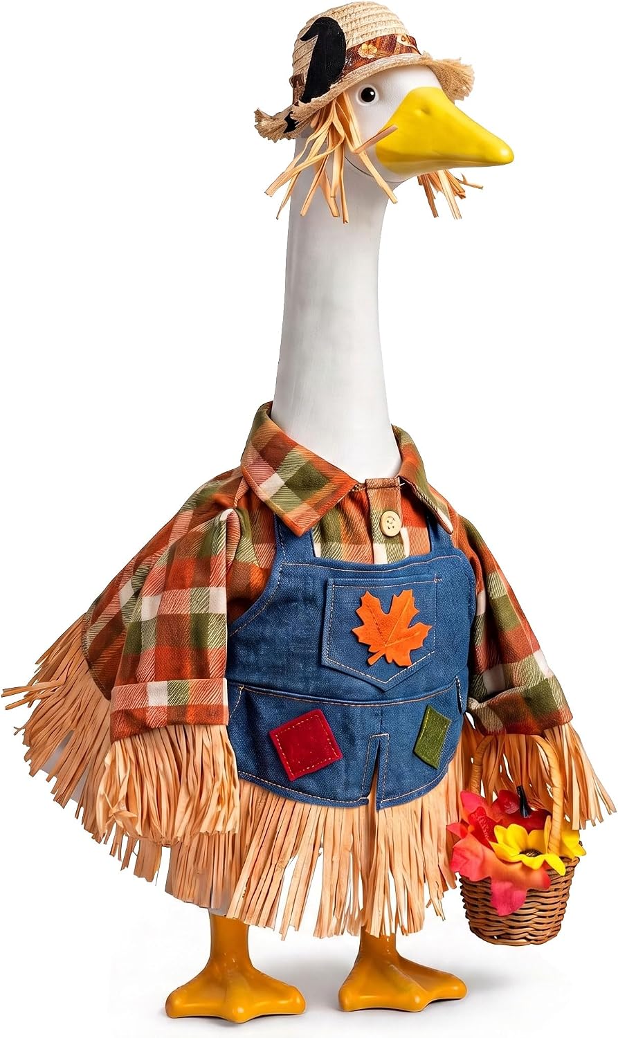 Fall Scarecrow Porch Goose Outfits Fits 23" Yard Outdoor Patio Goose Statue