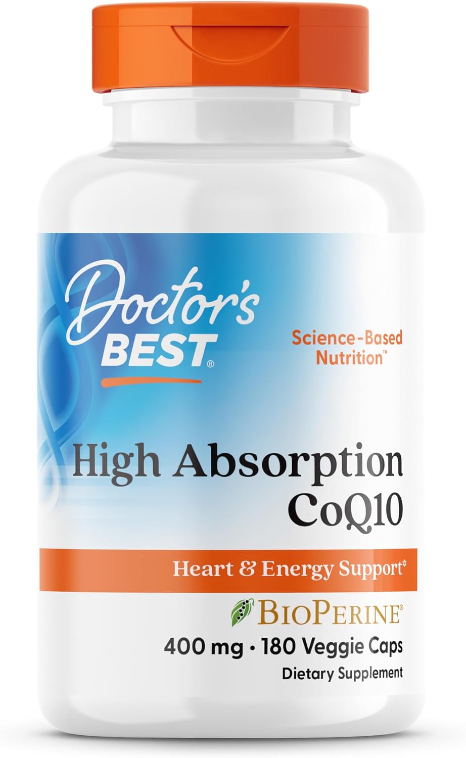 Doctor's Best High Absorption CoQ10 400mg with BioPerine, 180 Veg Capsules