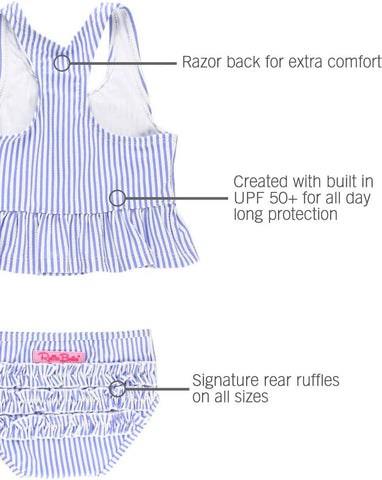 RuffleButts Girls UPF50+ Sun Protection One Shoulder Ruffle Tankini Two Piece Swimsuit