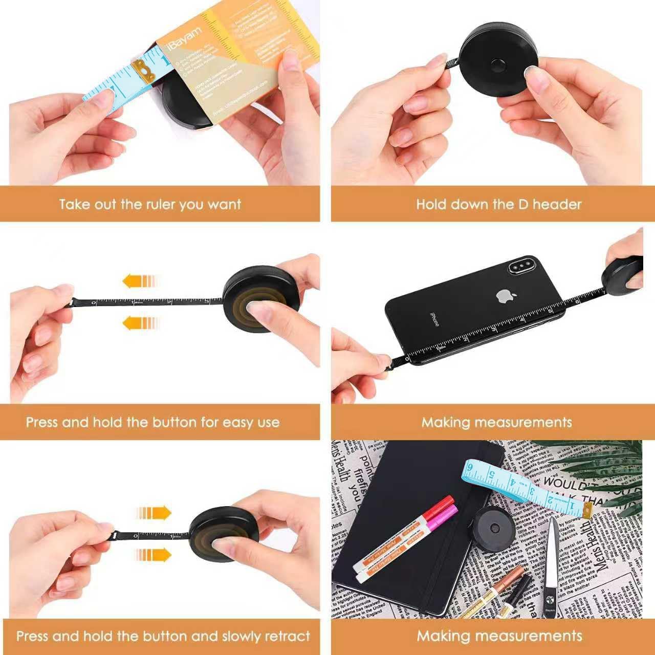 iBayam 2 Pack Tape Measure Measuring Tape for Body Fabric Sewing 60"/150cm