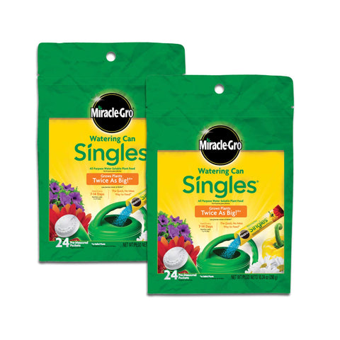 Miracle-Gro Watering Can Singles All Purpose Water Soluble Plant Food - Fertilizer for Flowers, Vegetables, Houseplants, Trees, Indoor and Outdoor Plants, 24 Packets (Pack of 6)