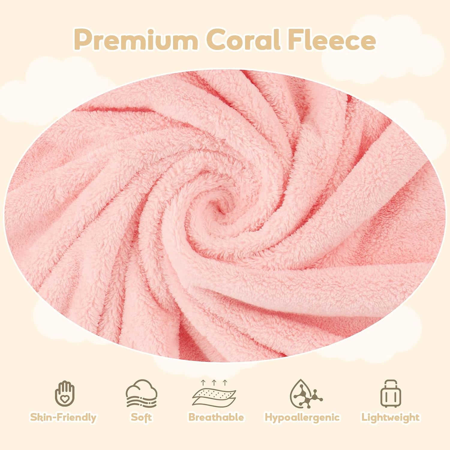 UNIMADE Hooded Towel for Newborn, 2 Pack Soft Coral Fleece Baby Towels