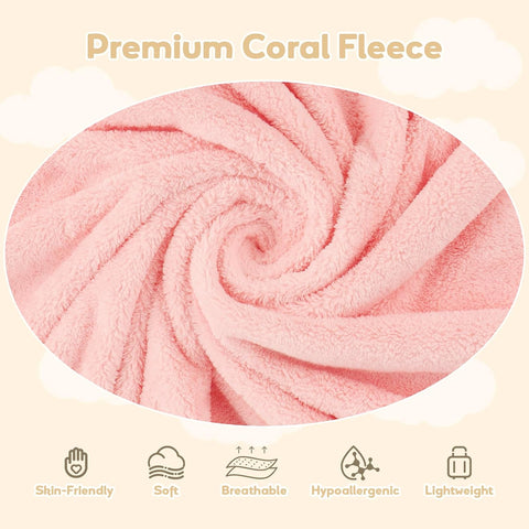 UNIMADE Hooded Towel for Newborn, 2 Pack Soft Coral Fleece Baby Towels