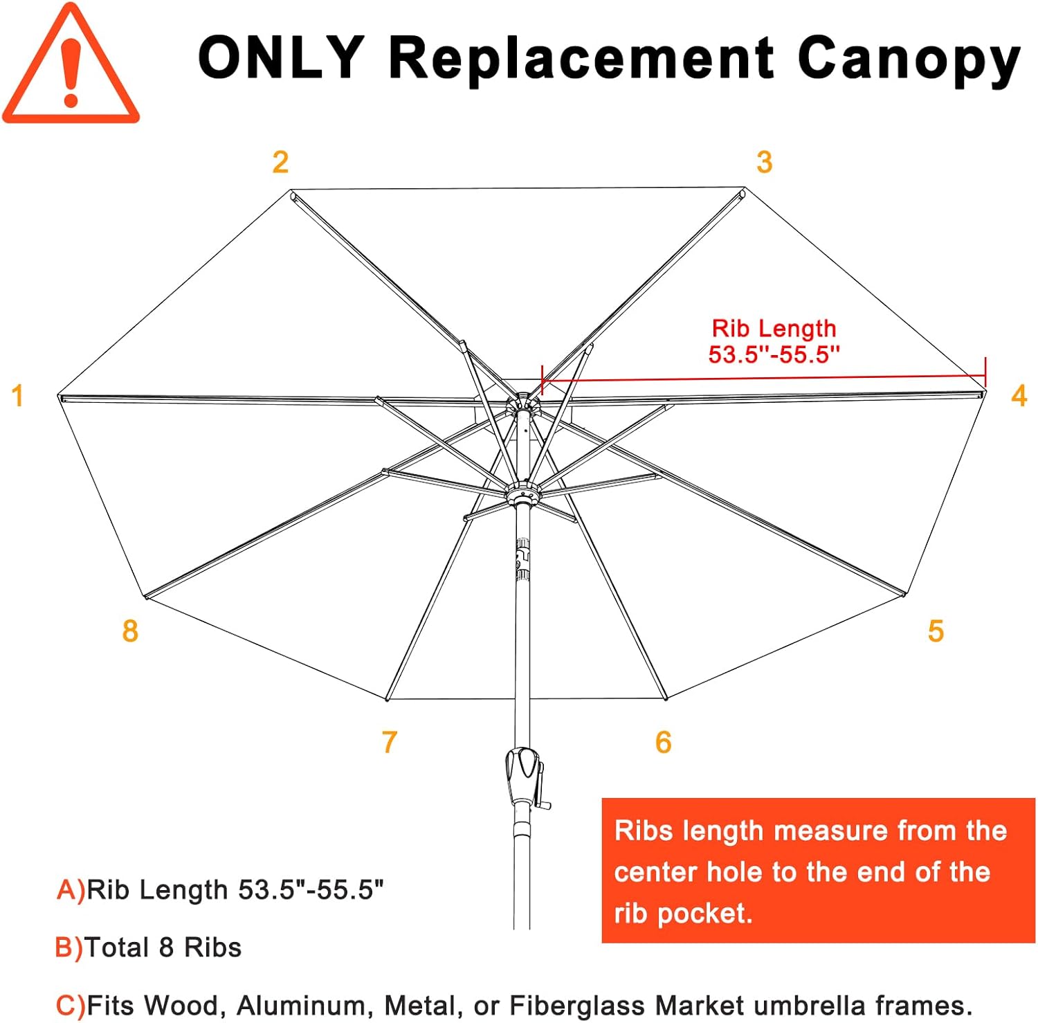 MASTERCANOPY 9 ft Replacement Canopy for 8 Ribs - Navy Blue