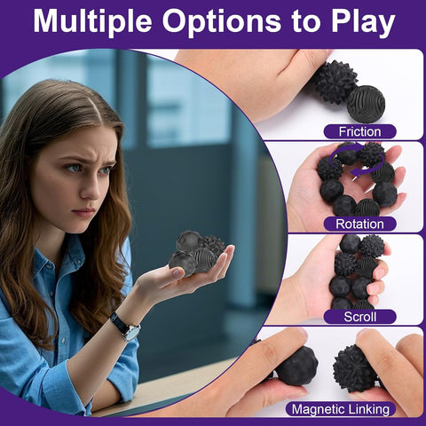 BUSOHA Silicone Magnetic Fidget Balls - 4 Pack Fidget Toys for Adult