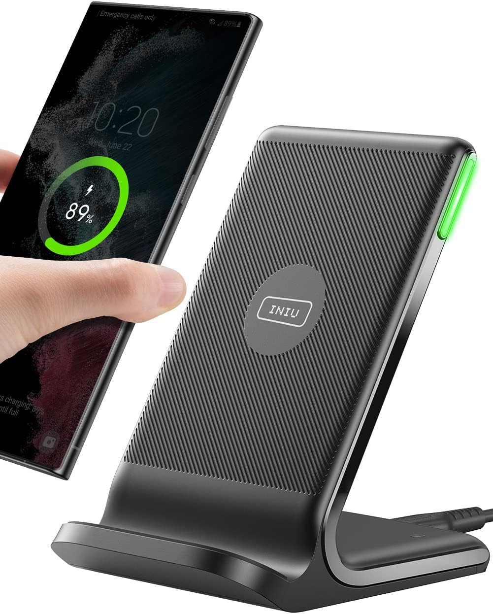 INIU Wireless Charger, 15W Fast Wireless Charging Phone Station with LED
