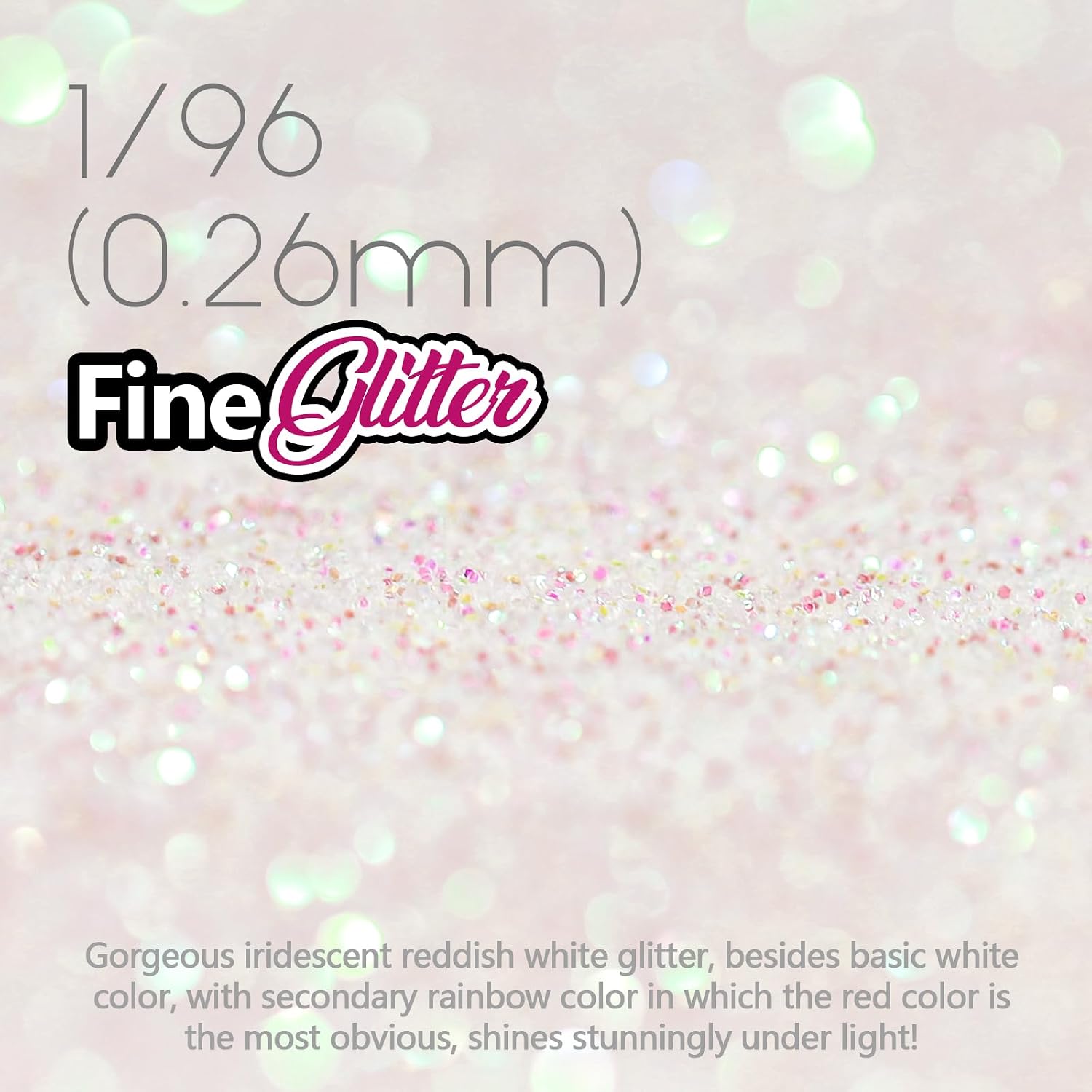 LEOBRO White Glitter, 100g / 3.5 oz Iridescent Fine Glitter for Crafts, Resin, DIY Jewelry Keychains Flowers Party Decorations, Iridescent Reddish White