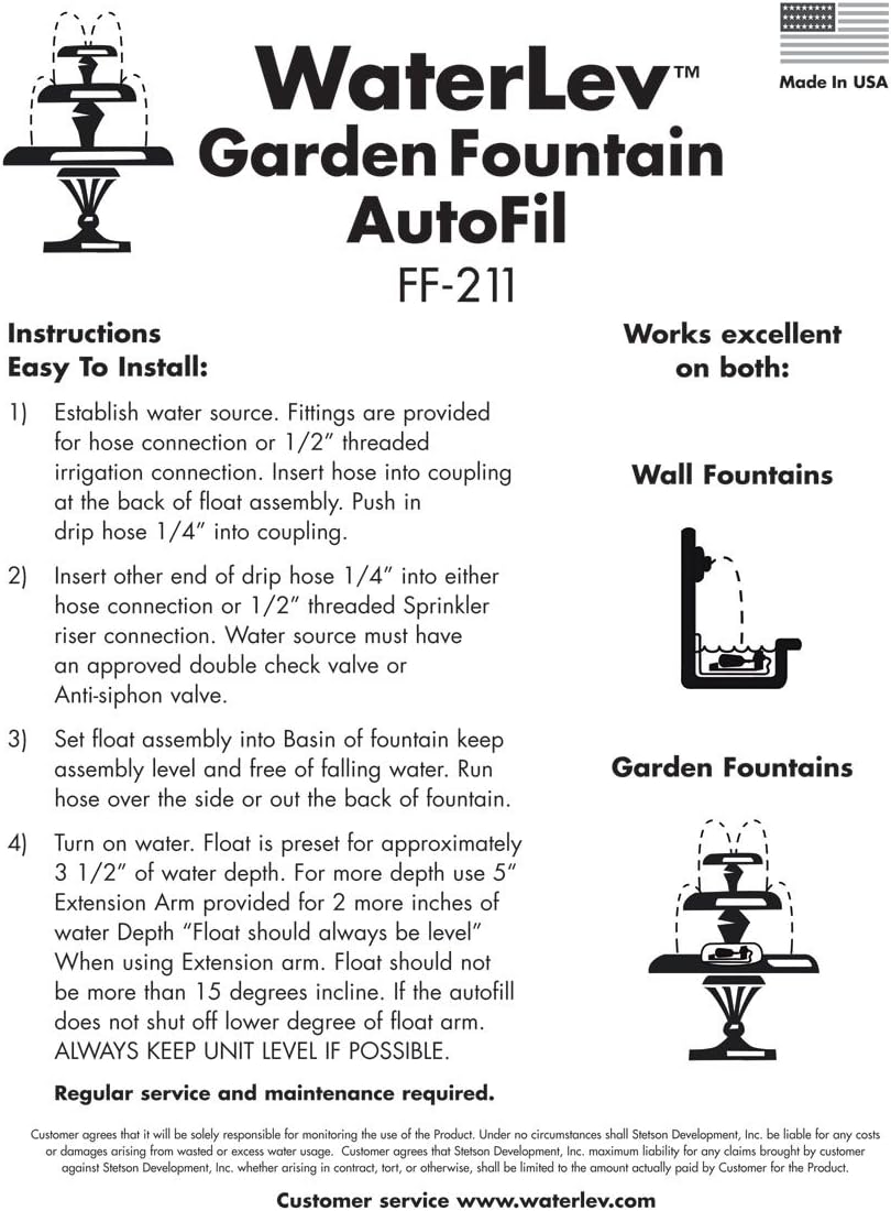 Sunnydaze Fountain Auto Fill System with Float Valve & Water Leveler
