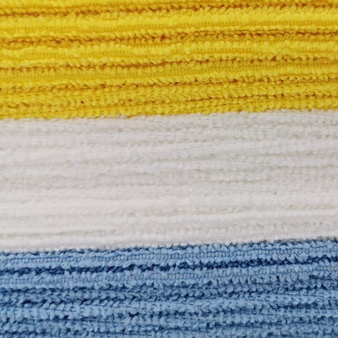 Amazon Basics Microfiber Cleaning Cloths, Ultra Absorbent, Lint Free, Streak Free, Non-Abrasive, Reusable and Washable, 16" x 12", Blue/White/Yellow, Pack of 24