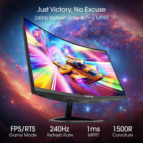 Sceptre New 27-inch Curved Gaming Monitor FreeSync 240Hz Plus DisplayPort HDMI 1ms 99% sRGB Build-in Speakers, R1500 Machine Black 2025 (C275B-FWT240 Series)