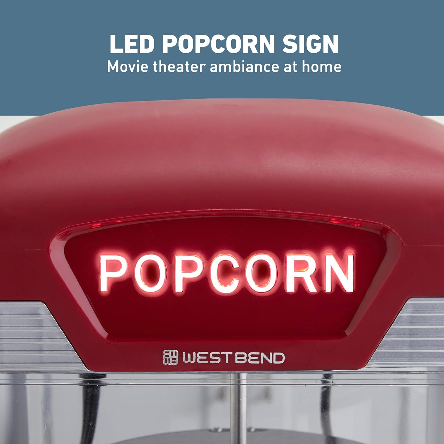 West Bend Theater Crazy Popcorn Machine, Nonstick Kettle, 4 Qt., Red