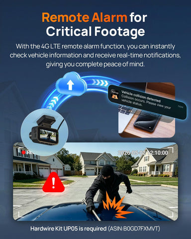 70mai A810 Lite 4K Dash Cam Front and Rear, 5GHz Wi-Fi 6 DashCam, Car Camera 4G LTE Remote Access, GPS Tracking, HDR Night Vision, 24H Parking Mode, Voice Control, Emergency Lock