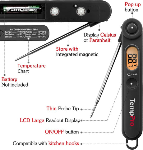 TempPro TempSwift Digital Meat Thermometer with Temperature Indicator