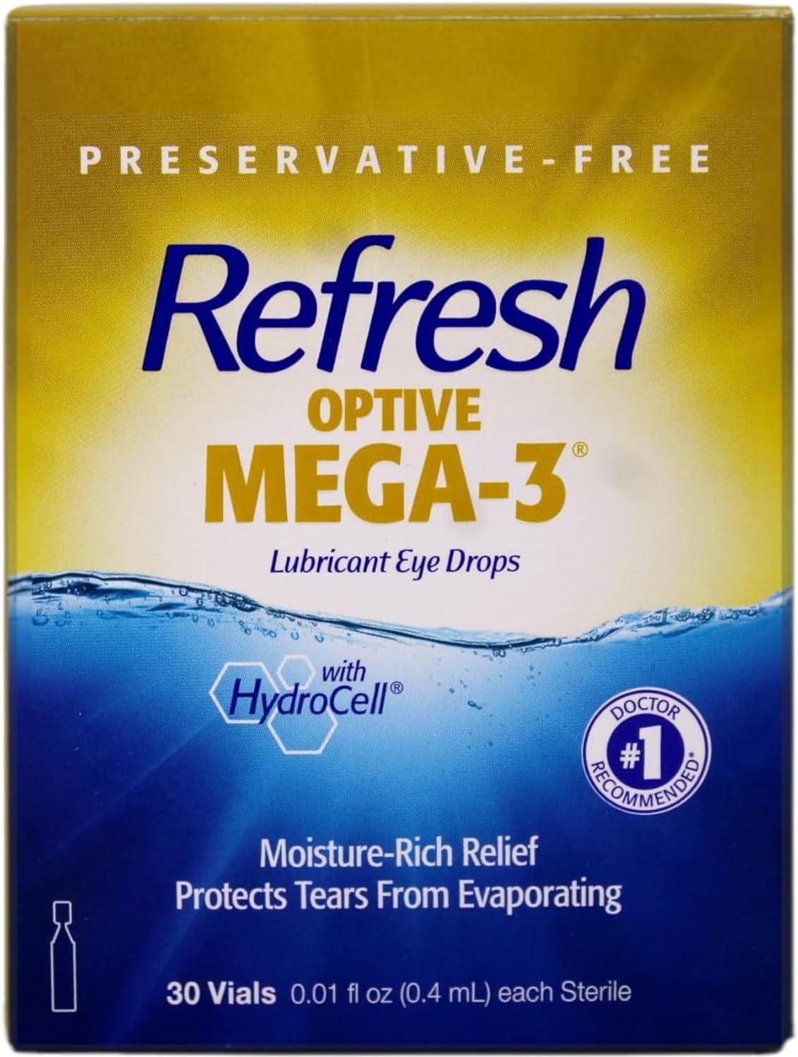 Refresh Optive Mega-3 Lubricant Eye Drops with Flaxseed Oil - 30 ct, Pack of 5