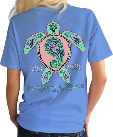 Southern Attitude Women's Short Sleeve Paisley Sea Turtle T-Shirt