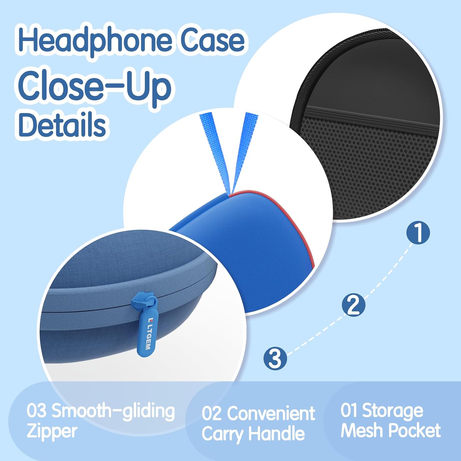 Kids Headphones Case for Folding Headphone, Blue (Case Only)