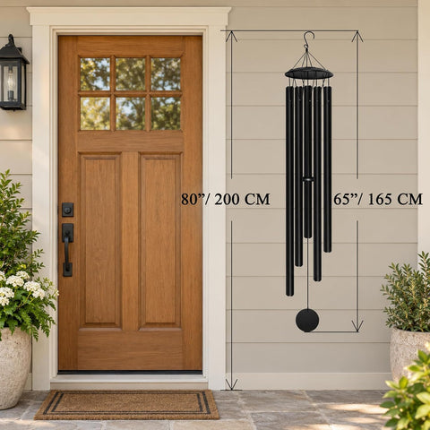 65" Extra Large Wind Chimes for Outside, Deep Tone Black