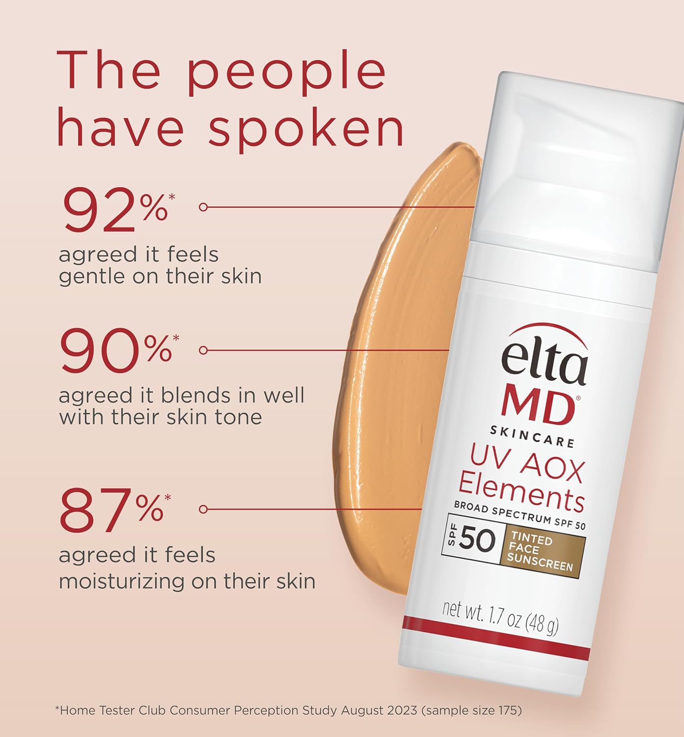 EltaMD UV AOX Elements Tinted Face Sunscreen, SPF 50, 100% Tinted Mineral Sunscreen for Sensitive Skin and Dry Skin with Antioxidants, 1.7 oz Pump