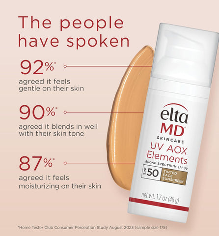 EltaMD UV AOX Elements Tinted Face Sunscreen, SPF 50, 100% Tinted Mineral Sunscreen for Sensitive Skin and Dry Skin with Antioxidants, 1.7 oz Pump